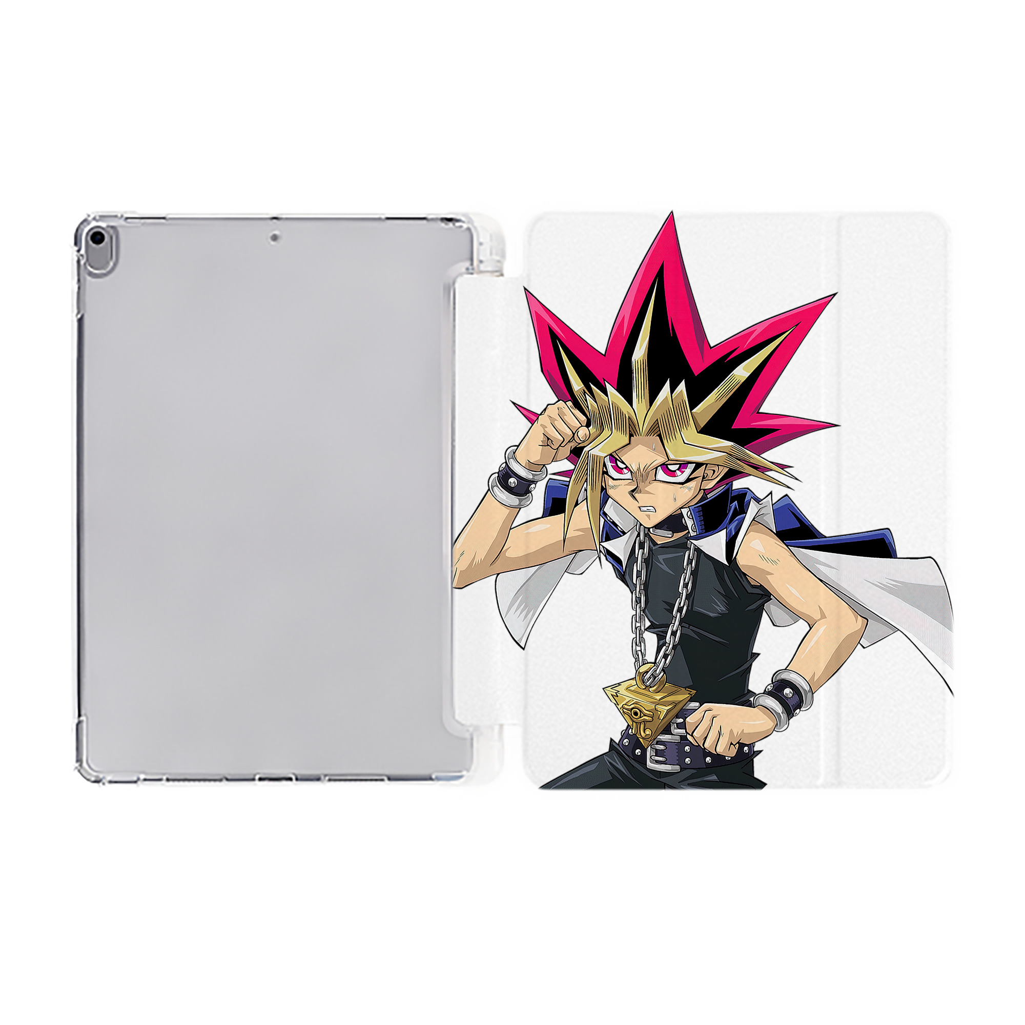 （画像用） 遊☆戯☆王 Yu-Gi-Oh! IPad ケース ペン収納付き 三つ折りスタンド PUレザー×シリコン 対応機種9.5/10.5/10.9インチ